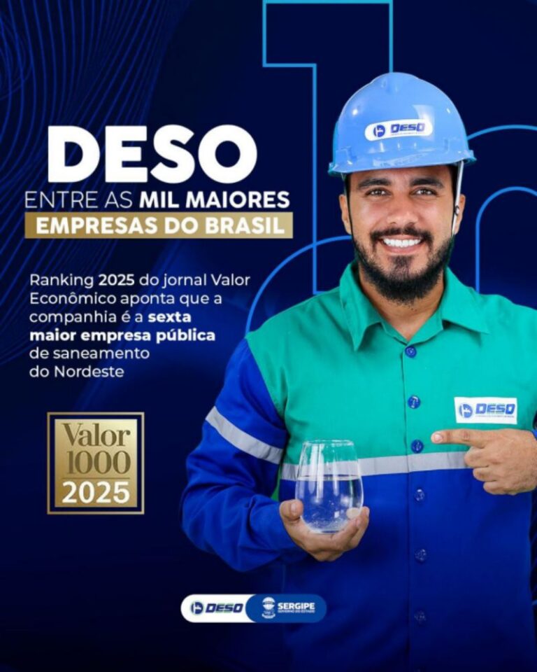 Deso se destaca no anuário Valor 1000 como a sexta maior empresa pública de saneamento do Nordeste
