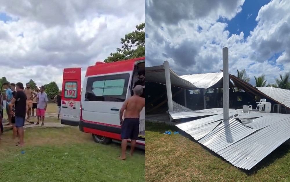 Ventania derruba telhas e deixa feridos em balneário em Campo do Brito