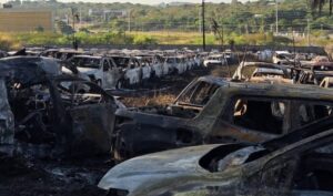 Polícia apura as causas do incêndio no BPRv; 480 veículos foram queimados