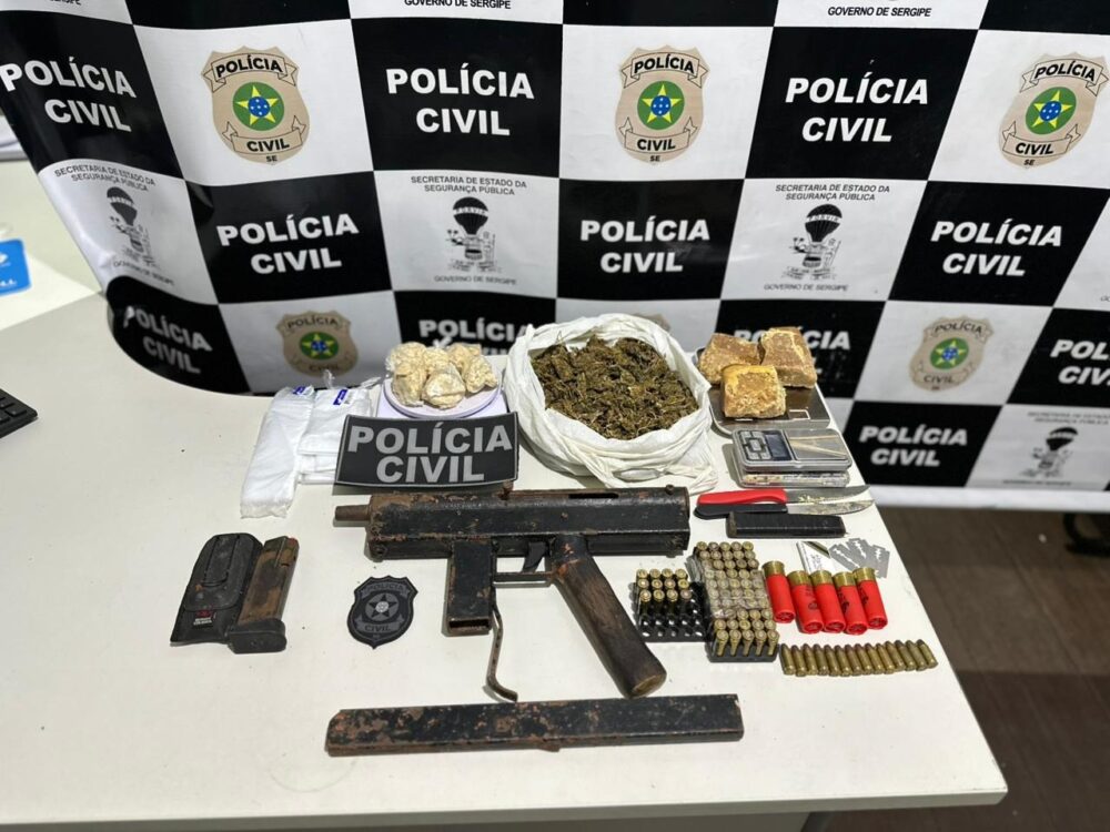 Polícia Civil apreende drogas, arma de fogo e munições em Estância